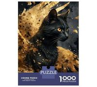 Rompecabezas De 1000 Piezas para Adolescentes Black and Gold Cat Angel Rompecabezas para Adultos Juegos Familiares Difícil Difícil Cumpleaños Y Navidad 38x26cm/1000pcs