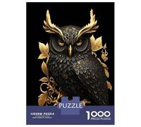 Rompecabezas De 1000 Piezas para Adolescentes Black and Gold Owl Rompecabezas para Adultos Juegos Relajantes Decoración De Pared para Cumpleaños, Navidad 38x26cm/1000pcs