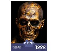Rompecabezas De 1000 Piezas para Adolescentes Black and Gold Skull Face Rompecabezas para Adultos Juego De Ingenio Decoración 38x26cm/1000pcs
