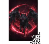 Rompecabezas De 1000 Piezas para Adolescentes Black Angel Wolf Art Print Rompecabezas Juegos Divertidos Desafío Difícil Cumpleaños Y Navidad 38x26cm/1000pcs