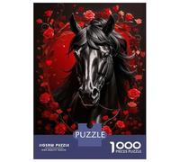 Rompecabezas De 1000 Piezas para Adolescentes Black Beauty in Red Roses Rompecabezas para Adultos Juegos Relajantes Decoración De Pared 38x26cm/1000pcs