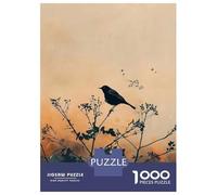 Rompecabezas De 1000 Piezas para Adolescentes Black Bird on Branch Silhouette Art Rompecabezas para Adultos Juego Práctico Pero Divertido Y Humorístico para Cumpleaños, Navidad 38x26cm/1000pcs