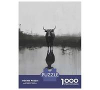 Rompecabezas De 1000 Piezas para Adolescentes Black Bull Reflection Rompecabezas para Adultos Juguetes Antiestrés Regalos De Desafío Difícil para Amigos Y Familiares 38x26cm/1000pcs