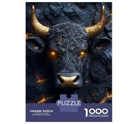 Rompecabezas De 1000 Piezas para Adolescentes Black Bull with Golden Horns Rompecabezas para Adultos Juegos De Relajación Ensamblaje De Patrones Diversión En Casa Actividades, 52x38cm/1000pcs