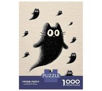 Rompecabezas De 1000 Piezas para Adolescentes Black Cat and Ghostly Friends Rompecabezas para Adolescentes Juegos Relajantes para La Diversión Familiar Juego Desafiante Regalos 52x38cm/1000pcs