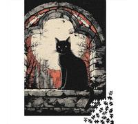 Rompecabezas De 1000 Piezas para Adolescentes Black Cat Gothic Art Print Rompecabezas para Adultos Juguetes Antiestrés Mejora La Memoria Gran Regalo para Jugar 70x50cm/1000pcs