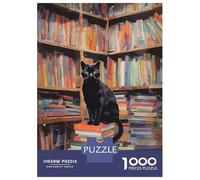 Rompecabezas De 1000 Piezas para Adolescentes Black Cat in A Library Rompecabezas para Adolescentes Juguetes Antiestrés Difícil Gran Regalo para Jugar 70x50cm/1000pcs
