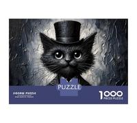 Rompecabezas De 1000 Piezas para Adolescentes Black Cat in Top Hat Rompecabezas para Adultos Juguetes Antiestrés Regalos De Desafío Difícil para Amigos Y Familiares 70x50cm/1000pcs