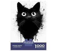 Rompecabezas De 1000 Piezas para Adolescentes Black Cat Ink Splatter Rompecabezas para Adultos Juegos Relajantes Alivia El Estrés Diversión En Casa Actividades, 52x38cm/1000pcs