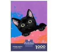 Rompecabezas De 1000 Piezas para Adolescentes Black Cat Peeking Art Rompecabezas para Adultos Juego Familiar Difícil Difícil Cumpleaños Y Navidad 52x38cm/1000pcs