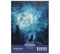 Rompecabezas De 1000 Piezas para Adolescentes Black Cat Under Full Moon Rompecabezas para Adultos Juguetes Antiestrés Difícil Difícil Cumpleaños Y Navidad 38x26cm/1000pcs