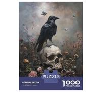 Rompecabezas De 1000 Piezas para Adolescentes Black Crow On Skull Rompecabezas para Adultos Juegos Relajantes Decoración Desafío Educativo 52x38cm/1000pcs