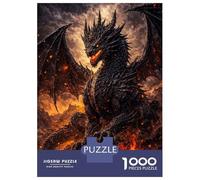 Rompecabezas De 1000 Piezas para Adolescentes Black Dragon in Fiery Landscape Rompecabezas para Adolescentes Juguetes Antiestrés Regalo De Cumpleaños para Cumpleaños, Navidad 52x38cm/1000pcs