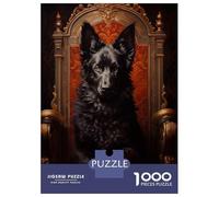 Rompecabezas De 1000 Piezas para Adolescentes Black German Shepherd Dog on Throne Rompecabezas para Adultos Juegos Familiares Corte De Precisión Regalos Y Cumpleaños Únicos 70x50cm/1000pcs