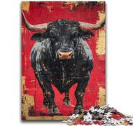Rompecabezas de 1000 Piezas para Adolescentes, Black Gold Bull 14+ años, Juego de Preguntas, Actividades Divertidas en casa, Regalo de cumpleaños, Regalos de Viaje, 26x38cm