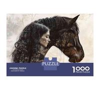 Rompecabezas De 1000 Piezas para Adolescentes Black Horse with Woman Rompecabezas para Adultos Juego Práctico Regalos para Mujeres Regalos para Amigos Y Familiares 52x38cm/1000pcs