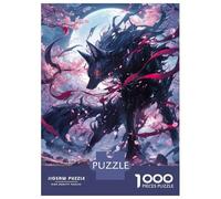Rompecabezas De 1000 Piezas para Adolescentes Black Kitsune Sakura Rompecabezas para Adultos Juguetes Antiestrés Patrón De Montaje Gran Regalo para Jugar 52x38cm/1000pcs