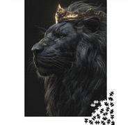 Rompecabezas De 1000 Piezas para Adolescentes Black Lion King Crown-1 Rompecabezas para Adultos Juegos De Relajación Decoración del Hogar Desafío Educativo 52x38cm/1000pcs