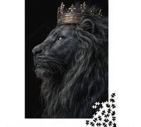 Rompecabezas De 1000 Piezas para Adolescentes Black Lion King Crown-2 Rompecabezas para Adultos Juegos Familiares Mejora La Memoria Cumpleaños Y Navidad 52x38cm/1000pcs