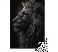 Rompecabezas De 1000 Piezas para Adolescentes Black Lion King Crown Rompecabezas para Adolescentes Juego Práctico para Mejorar La Memoria Regalos Y Cumpleaños Únicos 70x50cm/1000pcs
