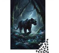 Rompecabezas De 1000 Piezas para Adolescentes Black Panther Forest Fantasy Rompecabezas para Adultos Juegos Divertidos Decoración Perfecta Regalo De Cumpleaños, Regalos, 38x26cm/1000pcs