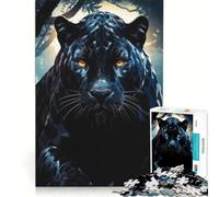 Rompecabezas de 1000 Piezas para Adolescentes: Black Panther in The Night, Juegos Familiares, para Mejorar la Memoria, con póster y Hoja de Preguntas a Juego 38x26cm