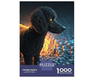 Rompecabezas De 1000 Piezas para Adolescentes Black Poodle with Glowing Eyes Rompecabezas para Adultos Juego De Ingenio para Mejorar La Memoria Regalos para Amigos Y Familiares 52x38cm/1000pcs