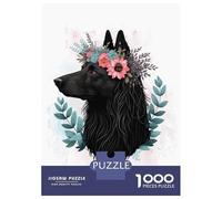 Rompecabezas De 1000 Piezas para Adolescentes Black Sheepdog Watercolor Rompecabezas para Adultos Juegos De Relajación Desafío Difícil Desafío Educativo 70x50cm/1000pcs