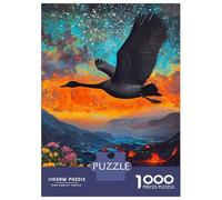Rompecabezas De 1000 Piezas para Adolescentes Black Swan Flying Over Volcanic Landscape Rompecabezas para Adultos Juguetes Antiestrés Análisis Y Lógica Cumpleaños Y Navidad 70x50cm/1