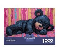 Rompecabezas De 1000 Piezas para Adolescentes Black Teddy Bear Painting Rompecabezas para Adultos Juego Práctico Decoración De Pared Oferta como Regalos para Toda La Familia 38x26cm/1000pcs