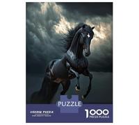 Rompecabezas De 1000 Piezas para Adolescentes Black Wild Horse in Storm Rompecabezas para Adultos Juegos Relajantes Regalos para Mujeres Interacción Entre Padres E Hijos 70x50cm/1000pcs