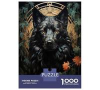 Rompecabezas De 1000 Piezas para Adolescentes Black Wolf Fantasy Art Print Rompecabezas para Adultos Juguete Decoración De Pared Decoración Difícil Y Desafiante 52x38cm/1000pcs