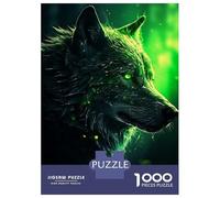 Rompecabezas De 1000 Piezas para Adolescentes Black Wolf Green Eyes Rompecabezas para Adultos Juegos Divertidos Decoración Cumpleaños, Navidad 38x26cm/1000pcs