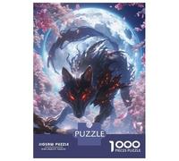 Rompecabezas De 1000 Piezas para Adolescentes Black Wolf with Red Eyes Rompecabezas para Adultos Juego Práctico Regalo De Cumpleaños Regalos De Cumpleaños Únicos 70x50cm/1000pcs