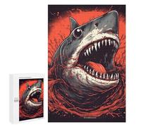 Rompecabezas de 1000 piezas para adolescentes Bloodthirsty Shark Ilustración Puzzle para adultos, juego familiar, análisis y lógica, alivio del estrés, regalos, 1000 unidades