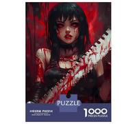 Rompecabezas De 1000 Piezas para Adolescentes Bloody Anime Girl with Chainsaw Rompecabezas para Adultos Juego Familiar Decoración del Hogar Cumpleaños Y Navidad 70x50cm/1000pcs