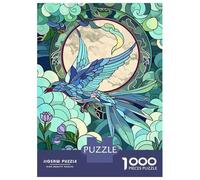 Rompecabezas De 1000 Piezas para Adolescentes Blue Bird Flying in Front of Moon Rompecabezas para Adolescentes Juguetes Antiestrés Patrón De Ensamblaje Desafío Educativo 38x26cm/1000pcs