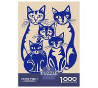 Rompecabezas De 1000 Piezas para Adolescentes Blue Cat Family Illustration Rompecabezas para Adultos Juguetes DIY Pero Divertidos Y Humorísticos Cumpleaños 52x38cm/1000pcs