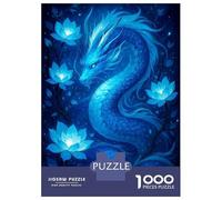 Rompecabezas De 1000 Piezas para Adolescentes Blue Dragon and Lotus Flowers Rompecabezas para Adultos Juegos De Relajación Desafío Difícil Regalo De Cumpleaños, Regalos, 38x26cm/1000pcs