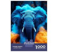 Rompecabezas De 1000 Piezas para Adolescentes Blue Elephant in Colorful Smoke Rompecabezas para Adultos Juegos Relajantes Decoración del Hogar Actividades Divertidas En Casa 70x50cm/1000pcs