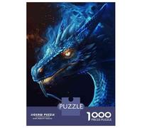 Rompecabezas De 1000 Piezas para Adolescentes Blue Fire Dragon Art Print Rompecabezas De Juguete para Decoración De Pared Desafío Difícil Regalo De Cumpleaños, Regalos, 38x26cm/1000pcs