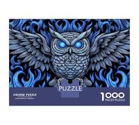Rompecabezas De 1000 Piezas para Adolescentes Blue Flame Owl Art Print Rompecabezas para Adultos Juguetes DIY para La Diversión Familiar para Cumpleaños, Navidad 52x38cm/1000pcs