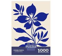 Rompecabezas De 1000 Piezas para Adolescentes Blue Flower Illustration on Beige Background Rompecabezas para Adultos Juego Familiar Decoración del Hogar Regalos para Reducir El Estrés 70x50cm/1000pcs