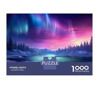 Rompecabezas De 1000 Piezas para Adolescentes Blue Green Aurora Borealis Rompecabezas para Adolescentes Juego Práctico Desafío Difícil Oferta como Regalo para Toda La Familia 52x38cm/1000pcs