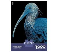 Rompecabezas De 1000 Piezas para Adolescentes Blue Ibis Illustration on Black Background Rompecabezas para Adultos Juegos Divertidos Decoración Cumpleaños, Navidad 38x26cm/1000pcs