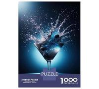 Rompecabezas De 1000 Piezas para Adolescentes Blue Martini Cocktail Glass-1 Rompecabezas para Adultos Juegos Relajantes Alivia El Estrés Ayuda A Ejercitar El Cerebro 52x38cm/1000pcs