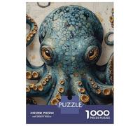Rompecabezas De 1000 Piezas para Adolescentes Blue Octopus with Gold Accents Rompecabezas para Adolescentes Juego De Ingenio Mejora La Memoria Diversión En Casa Actividades, 52x38cm/1000pcs