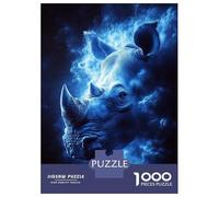 Rompecabezas De 1000 Piezas para Adolescentes Blue Rhino Head in Cloudscape Rompecabezas para Adultos Juegos De Relajación Desafío Difícil Regalo De Cumpleaños, Regalos, 52x38cm/1000pcs