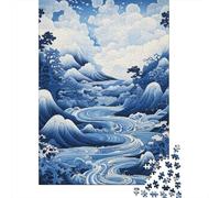 Rompecabezas De 1000 Piezas para Adolescentes Blue Wave Landscape Painting Rompecabezas para Adultos Juegos Familiares Mejora La Memoria Cumpleaños Y Navidad 52x38cm/1000pcs