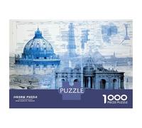 Rompecabezas De 1000 Piezas para Adolescentes Blueprints of Famous Architecture Rompecabezas para Adultos Juego Familiar Decoración del Hogar Cumpleaños Y Navidad 52x38cm/1000pcs